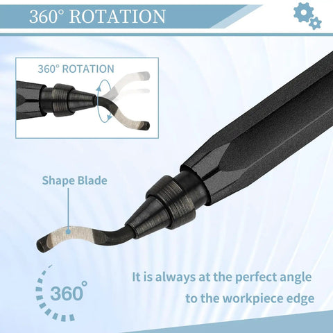 360-degree rotation view of Workhorse Deburring Tool With 12 HSS Blades And Quick Swap Handle For 3D Prints Metal PVC And Plastic