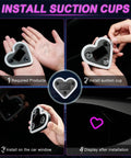 Pink Heart Shaped Car Interior Ambient Light For Windows With 5 Modes Type C And Solar Charging Easy Suction Cup Install