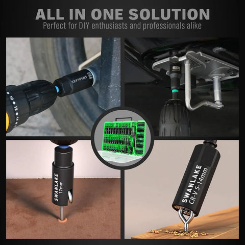 74 Piece Magnetic Nut Driver Set For Impact Drill With Metric And SAE Sockets, Quick Change Bit Extension in use