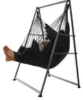 Ultra Cozy Hammock Chair Set with Foldable Anti Tip Stand X Large Swing Chair and Footrest Weatherproof Iron Frame 450 Lb Capacity