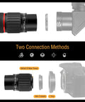 Two connection methods for 2 Inch Swa 70 Degree 32mm Eyepiece With M43x0.75 Male Thread for astrophotography and camera use.