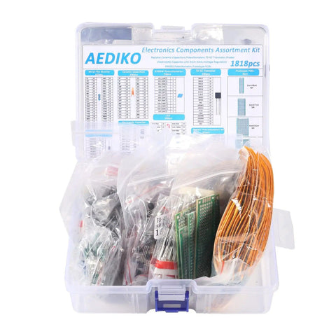 Electronic Components Assortment Kit With 1818 Pieces For DIY Projects Including Resistors Capacitors Diodes Transistors LEDs