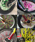 Collage of wheels with 72Pcs Spoke Skin Covers Set Universal Protective Wheel Coil Wraps for Motorcycle Off Road SUV Bicycle Pink Durable UV Resistant Plastic