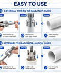 Installation guide for Ultimate 3 Piece Pipe Threading Wrench Set For 1/2 In 3/4 In And 1 Inch Pvc Pipes Heavy Duty Alloy Steel.