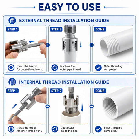 Installation guide for Ultimate 3 Piece Pipe Threading Wrench Set For 1/2 In 3/4 In And 1 Inch Pvc Pipes Heavy Duty Alloy Steel.