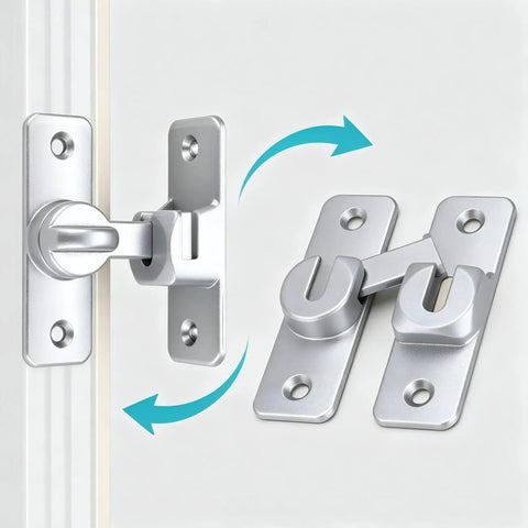 Two Pack Aluminum Barn Door Lock Hasp With Built In Padlock Hole Rust Resistant Gate Latch For Outdoor Sheds And Garages, detailed view of latch mechanism.