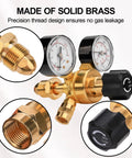 Tutor Auto brass argon/CO2 welding gas regulator with dual gauges, CGA580 inlet, 6.6 ft gas hose