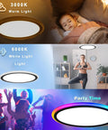 9 Inch LED Flush Mount Ceiling Light 24W 2880LM 5000K Day White Flicker Free Slim Surface Mount Black Fixture For Kitchen Bedroom Living Room Ideal For Hallways And Entryways showing color modes and settings