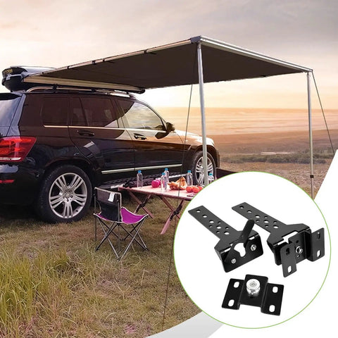 Two-Piece Heavy Duty Stainless Steel Car Canopy Awning Bracket Mounting Clamps With Quick Install Fasteners on SUV