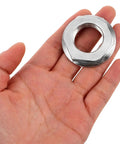 Stainless Steel Washing Machine Hub Nut Replacement Kit Durable Washer Nut Set held in hand, highlighting size and material.