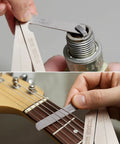 Maclia 2-piece stainless steel feeler gauge set for valves, spark plugs, and guitar; straight and angled blades.