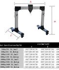 Heavy Duty Portable Aluminum Gantry Crane 2000 Kg Capacity Adjustable Height with specifications, dimensions A, B, C shown.