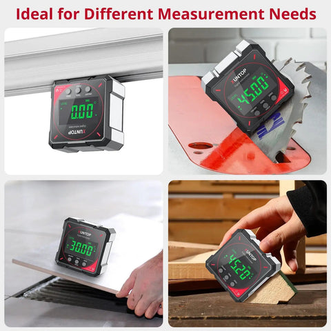 Precision Digital Angle Finder With Four Side Strong Magnet And Quick Zero Function For Dead On Accuracy In Carpentry Metalwork and angled measurement.