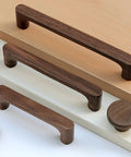 Dark Walnut Solid Wood Cabinet Pulls 2 Pack for Cabinets Doors Drawers Cupboards and Dressers 160mm shown with natural wood grain