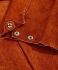 Close-up of Leather Welding Apron With Sleeve Heavy Duty Flame Resistant Shield Open Back Design Keeps You Cool While You Grind Weld Or Cut Blacksmith