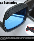 Two Pack Carbon Fiber Look Side Mirror Rain Visor Guards For Cars Trucks And SUVs Universal Fit Black installed on mirror