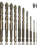 Kick Some Metal With These 4 Flute Sawtooth Eccentric Drill Bits Featuring TiN Carbide Tips For Clean Drilling And Taping In One Smooth Motion Without The Chatter. This Multi Size Hex Shank Set Is Perfect For Metal, Wood, Plastic, And Masonry Projects. Hex shank drill bit set, multiple sizes, TiN coated, for metal and masonry