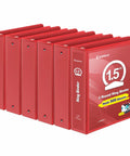 Dope 1.5 Inch 3 Ring Binder Set With Clear View Covers Holds 300 Sheets Of US Letter Paper Customizable Spine And Covers Multipocket Red 6 Pack