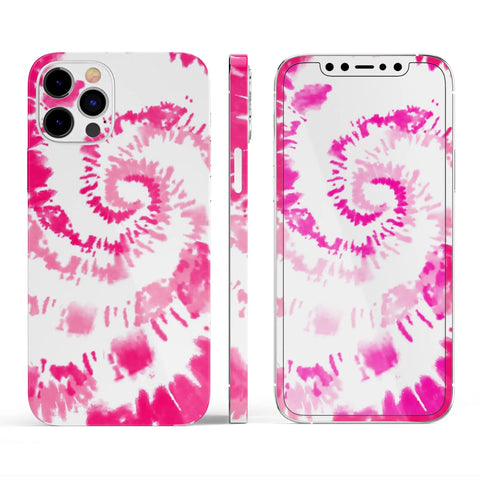 Spiral Tie Dye iPhone 17 Full Body Skin Wrap Kit With Bubble Free Air Release Adhesive Snug Soft Touch Fit No Bulk Protection