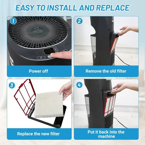 4-step guide for installing 6 Pack Humidifier Wicking Filters HFT600T Replacement For Honeywell Tower Humidifier