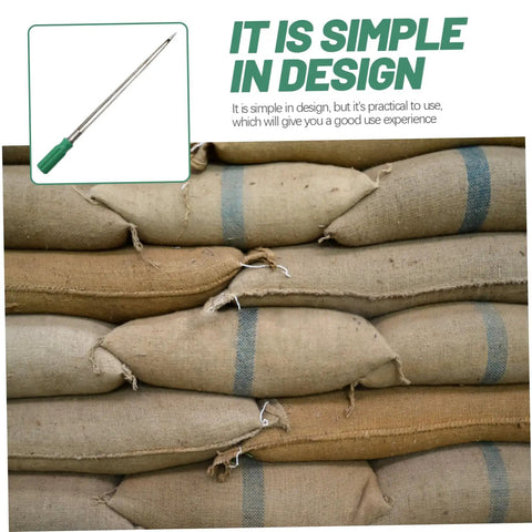 Stainless Steel Grain Sampler Tool With Handy Handle Compact Probe For Corn Rice And Wheat Sampling over stacked burlap sacks