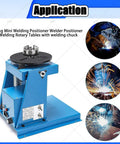 Compact Rotary Welding Positioner Turntable Workhorse with 10kg load, 65 and 80mm chuck, metal fabrication use