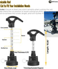 Two black adjustable trolling motor stabilizer mounts with aluminum rod segments; installed on boat rail.