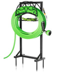 Beefy Garden Hose Holder With Storage Basket And Tool Hooks Freestanding Metal Hose Stand Holds Up To 160 Ft Rustproof Outdoor Hose Organizer