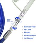 360 Degree Swivel One Quarter Inch Hose Joint For Airless Paint Sprayers Stainless Steel Connector With No Kink Rotation High Pressure Spray Gun Attachment Durable Rustproof 2 Pack For Hose And Sprayer close-up with hose connected, 360° swivel