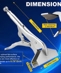 Heavy Duty Locking Sheet Metal Clamp Set Two Pack With Adjustable Opening Nickel Plated Pliers dimensions and design details