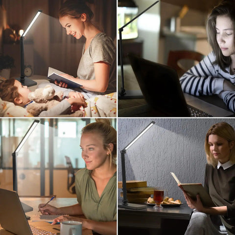 Must Have LED Desk Lamp With Touch Control for Home Office displaying three brightness levels for reading and study
