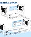 Dual Side Bed Rails For Seniors With 350 Pound Capacity ASTM Approved 4 Bar Anti Tip Frame ergonomic U handles adjustable size