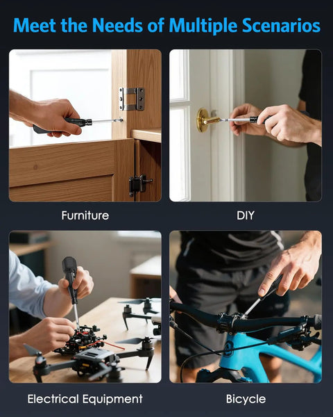 Cordless Electric Screwdriver Set With USB Charge Portable 2 In 1 Electric And Manual Driver used for furniture and bikes.