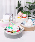Rope Storage Basket With Handles For Pet Toys And Essentials Boho Woven Organizer Bin For Shelves 12 By 8 By 5 Inches White Cute