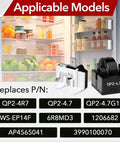 Six Pack Universal Refrigerator Start Relay And Overload Protector Kit with part numbers against open fridge