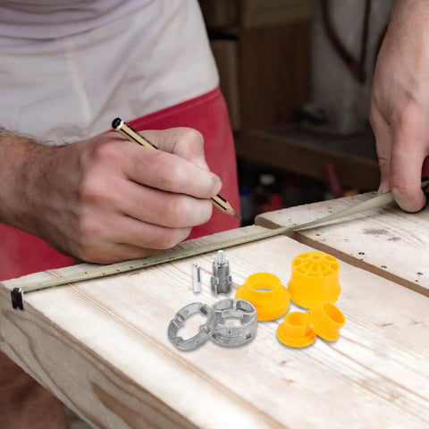 Handyman measuring wood with 1/2 and 3/4 inch Pipe Threader Kit accessories for reliable threads and plumbing upgrades.