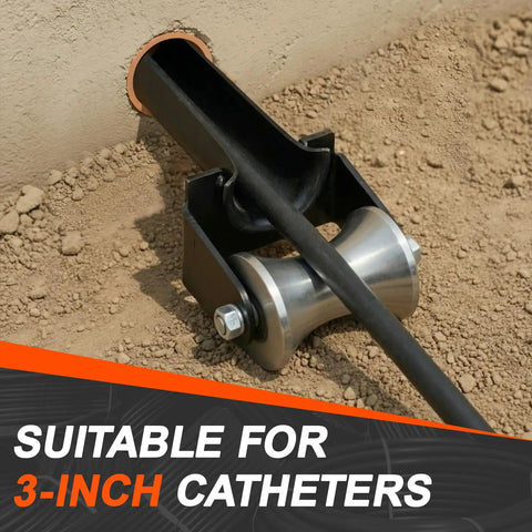 Heavy Duty Cable Puller Sheave for 2 Inch Conduit Pro Grade Steel Pulleys Built Tough with cable feeding through conduit
