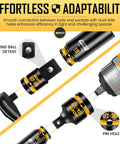 Versatile 9-Piece Impact Socket Adapter And Reducer Set For 1/4, 3/8, 1/2, And 3/4 Inch Drives with marked details and hex shanks.