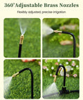 Close-up of 360° adjustable brass nozzles from 50Ft Drip Irrigation System Garden Watering Kit With 15 360 Degree Adjustable Copper Nozzles