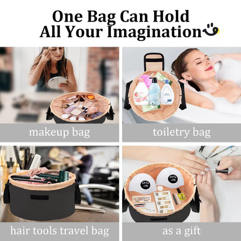 Drawstring Travel Makeup Bag Large Capacity Cosmetic Organizer For Women Opens Flat For Easy View Fits Full Sized Skincare Bottles And Brushes Ideal Toiletry Organizer For Luggage Black used for various purposes