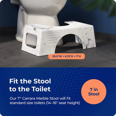 Carrara Marble Toilet Stool in Gray 7 Inch Height for easier healthier pooping, doctor recommended bathroom accessory.