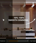 Living room with Three Color Adjustable 10W LED Track Lighting Heads Pack of 4 Dimmable 1000 Lumen Output, dimming feature shown.