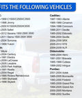 Engine coolant temperature sensor compatibility chart for GM vehicles (GMC, Buick, Cadillac, Oldsmobile, Pontiac) by year