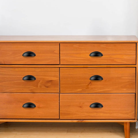 Wooden dresser with three inch cup drawer pulls set of five in flat black modern kitchen cabinet handles hardware for cupboards