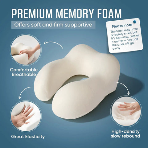Premium memory foam material of Big Hooded Travel Pillow With Memory Foam For Long Flights And Road Trips, showing elasticity and comfort.
