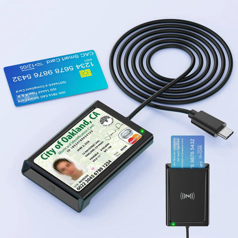 2 In 1 NFC Smart Card Reader With Contact And Contactless CAC Reader For DOD Military IDs And Bank Chip Cards USB C Compatible