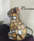 Cute Cat Tiffany Style Stained Glass Accent Table Lamp Cozy Night Light For Home Decor Yellow One Cat Design side view