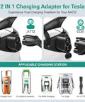 Image displaying Badass CCS1 And J1772 To Tesla Charging Adapter For Model 3 Y S X Cybertruck connected to J1772 and CCS1 charging stations.