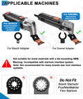 Heavy Duty Carbide Oscillating Multi Tool Blades 3 Pack With Dead Nuts Tight Quick Release Mount for Bosch and Dremel adapters.