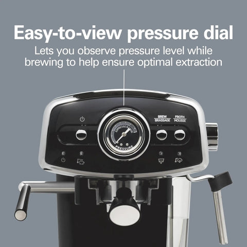 Slide And Lock Espresso Machine With Built In Milk Frother Steam Wand 15 Bar Pump compact coffee maker pressure dial for optimal brewing.